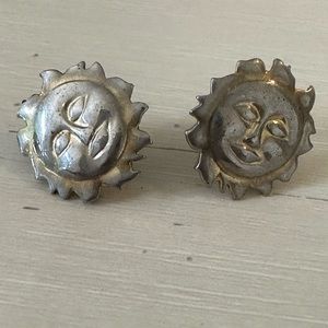 Direction One vintage sun face clip earrings